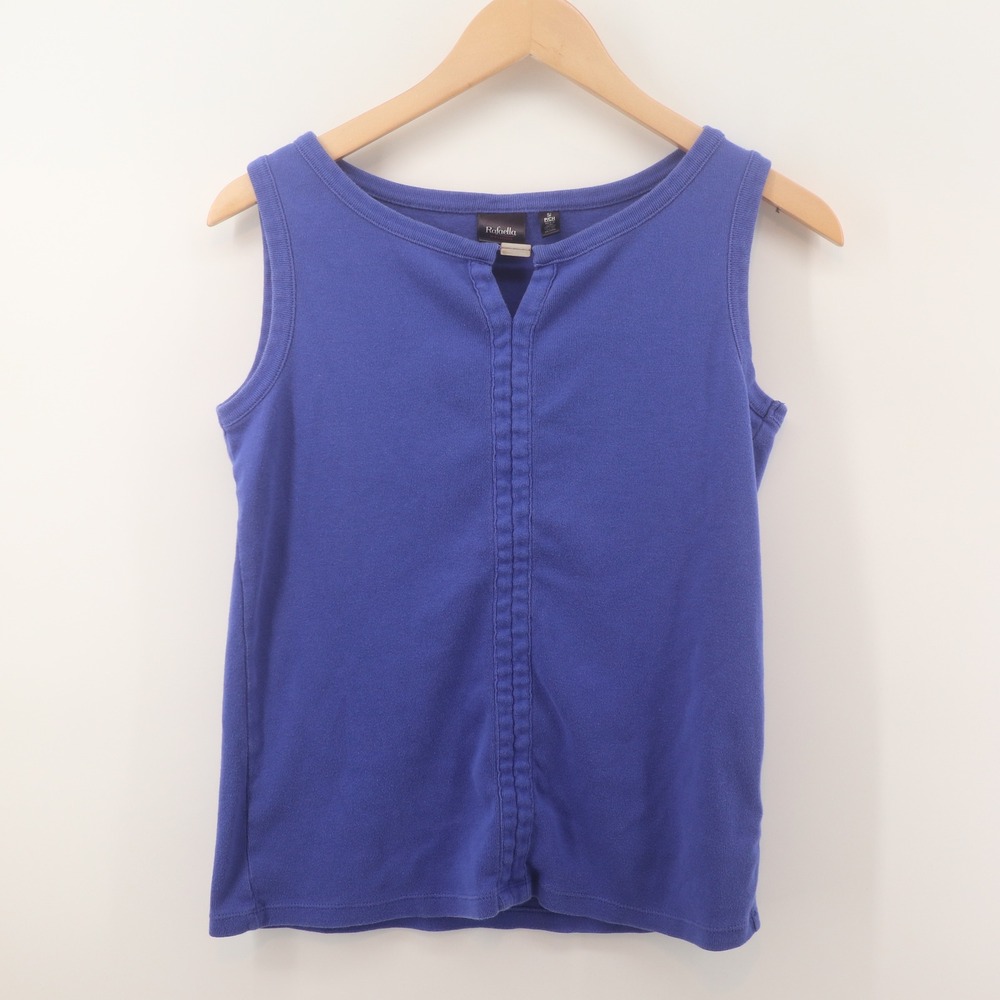 Rafaella Studio Tank Top Womens Small Blue Split Neck Metal Bar Y2K Good